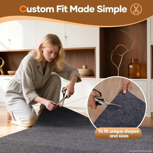 Alt view image 6 of 7 - Non Slip Cushioned Rug Pad Gripper, Felt and Silicone Backing, Carpet Liner Protector Mat for Area Rugs and Hardwood Floors, Keep Rugs Safe and in Place, 2 x 3 Ft 1/8 inch Thick