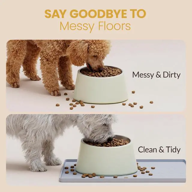 Alt view image 2 of 7 - Waterproof Silicone Pet Feeding Mat, Dog Cat Food Water Bowl, Raised Edge