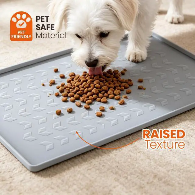 Alt view image 6 of 7 - Waterproof Silicone Pet Feeding Mat, Dog Cat Food Water Bowl, Raised Edge