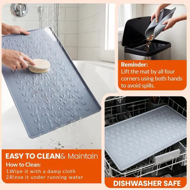 Alt view image 7 of 7 - Waterproof Silicone Pet Feeding Mat, Dog Cat Food Water Bowl, Raised Edge