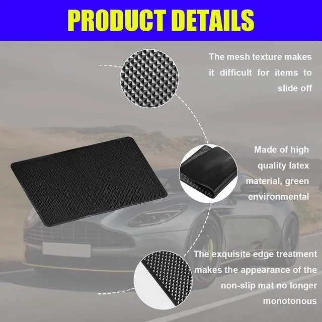 Alt view image 3 of 6 - Car Dashboard Anti-Slip Silicone Pad, 7.9''x5.1'' Sticky Adhesive Mat