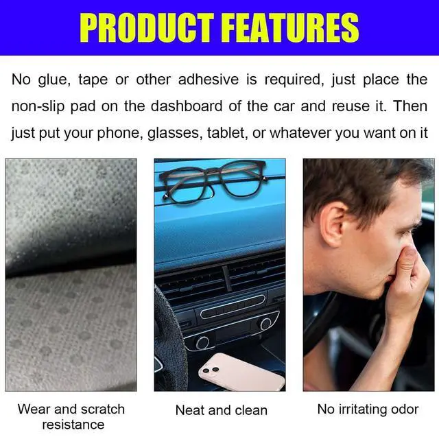 Alt view image 4 of 6 - Car Dashboard Anti-Slip Silicone Pad, 7.9''x5.1'' Sticky Adhesive Mat