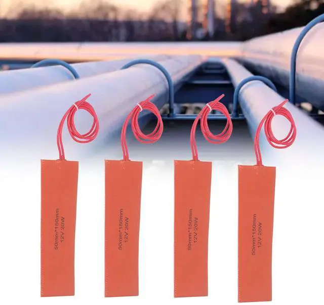 Alt view image 4 of 7 - Pipes, Silicone Rubber Heating Pad 4 Pcs Flexible Silicone Heater Mat Rubber Heating Blanket for Thermal Insulation of Industrial Equipment, Tanks, Silicone Rubber Heating Pad 4 Pcs Flexible Sili