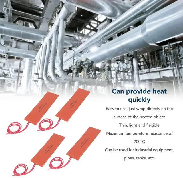 Alt view image 5 of 7 - Pipes, Silicone Rubber Heating Pad 4 Pcs Flexible Silicone Heater Mat Rubber Heating Blanket for Thermal Insulation of Industrial Equipment, Tanks, Silicone Rubber Heating Pad 4 Pcs Flexible Sili