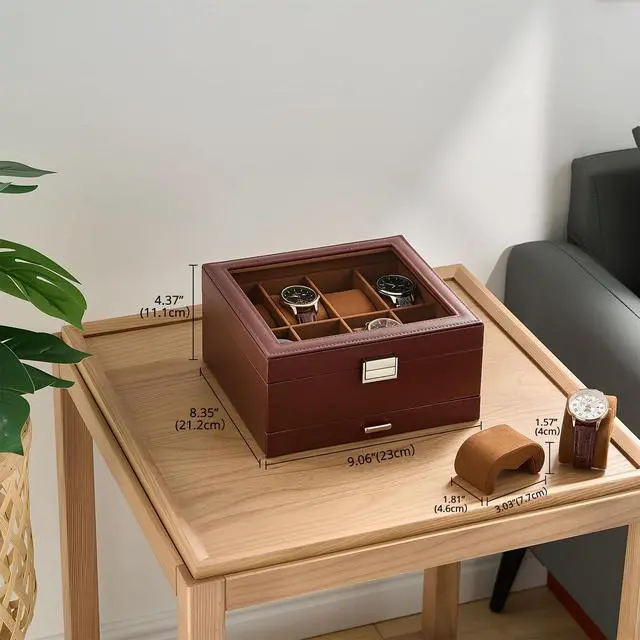 Alt view image 3 of 7 - Watch Case, 8 Slot Mens Watch Box with Drawer -Espresso