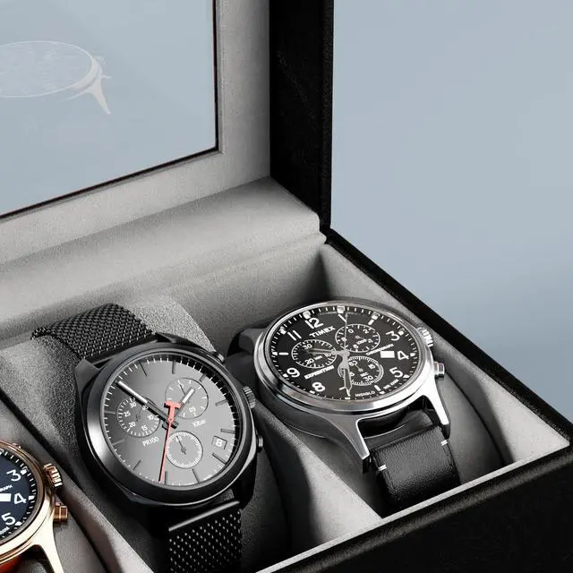 Alt view image 4 of 7 - Watch Box, 6 Slot Mens Watch Display Case, Black