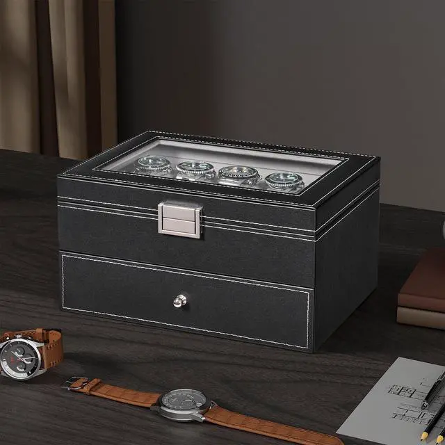 Alt view image 3 of 7 - Watch Case, 20-Slot Watch Box Organizer with Large Glass Lid