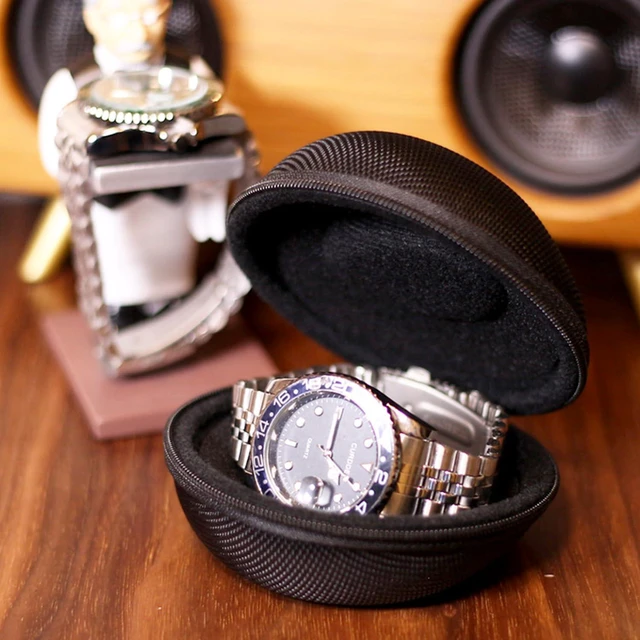 Alt view image 7 of 7 - 2 Pack Travel Watch Box Portable Watch Case Watch Storage Box Organizer Holder with Zipper for Wristwatches and Smart Watches up to 50mm (Black Black)