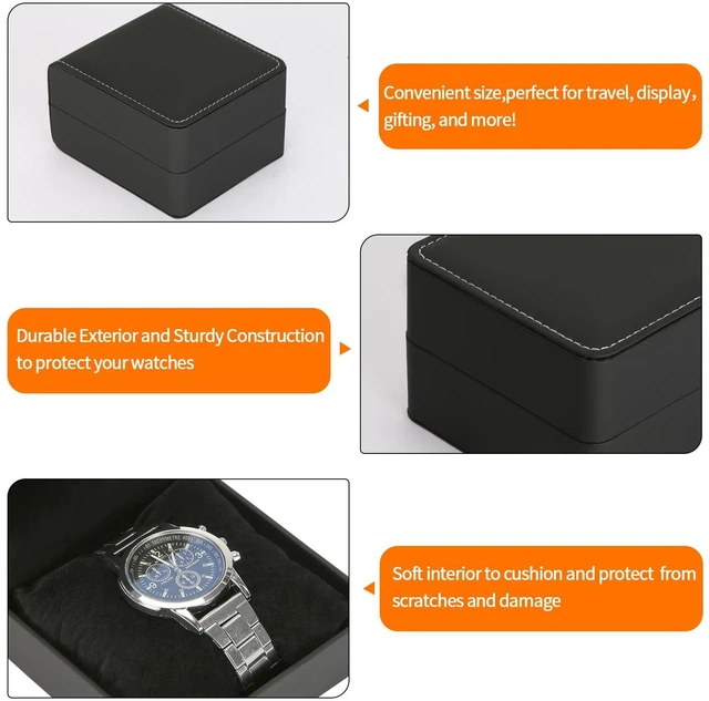 Alt view image 4 of 6 - Single Watch Case, Travel Watch Gift Box with Removable Pillow, Luxury PU Leather Wristwatch Display Organizer Holder Boxes for Mem and Women (Black)