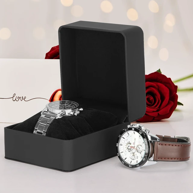 Alt view image 3 of 6 - Single Watch Case, Travel Watch Gift Box with Removable Pillow, Luxury PU Leather Wristwatch Display Organizer Holder Boxes for Mem and Women (Black)