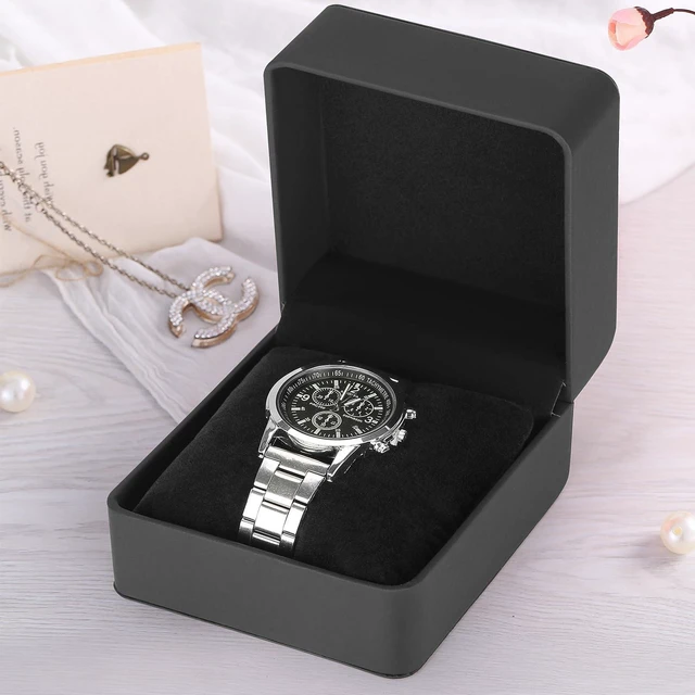 Alt view image 6 of 6 - Single Watch Case, Travel Watch Gift Box with Removable Pillow, Luxury PU Leather Wristwatch Display Organizer Holder Boxes for Mem and Women (Black)