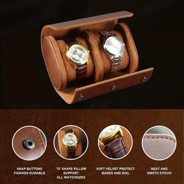 Alt view image 3 of 7 - Watch Roll Travel Case for Men and Women- 2 Watch Storage and Organizer