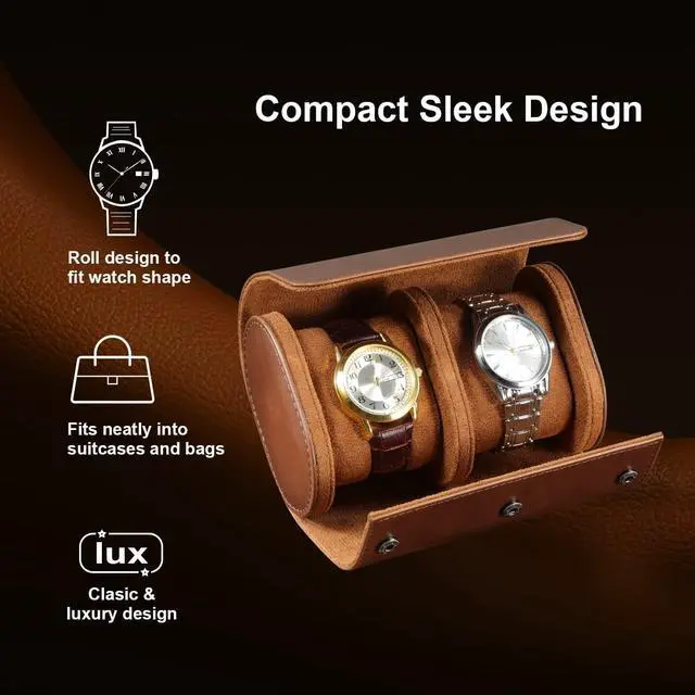 Alt view image 7 of 7 - Watch Roll Travel Case for Men and Women- 2 Watch Storage and Organizer