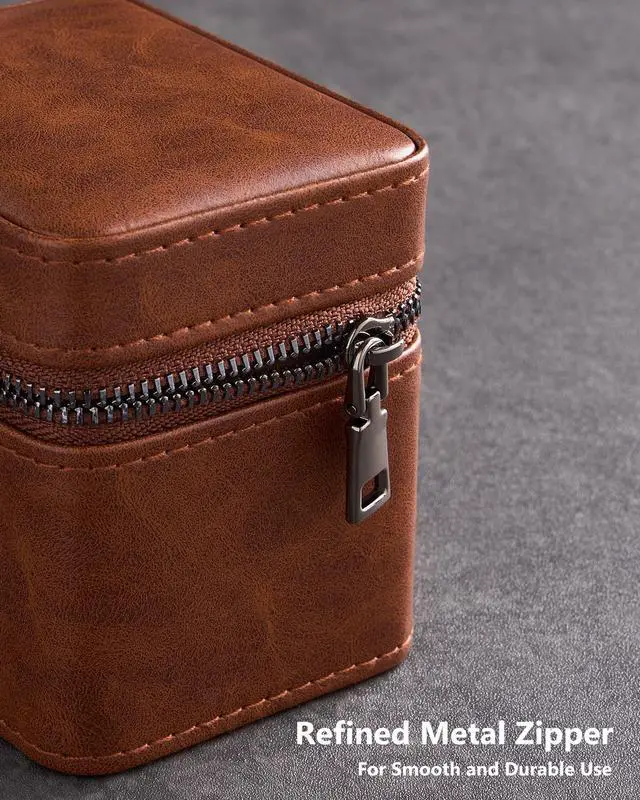 Alt view image 5 of 7 - Single Watch Travel Case for Men, Portable Watch Holder -Brown