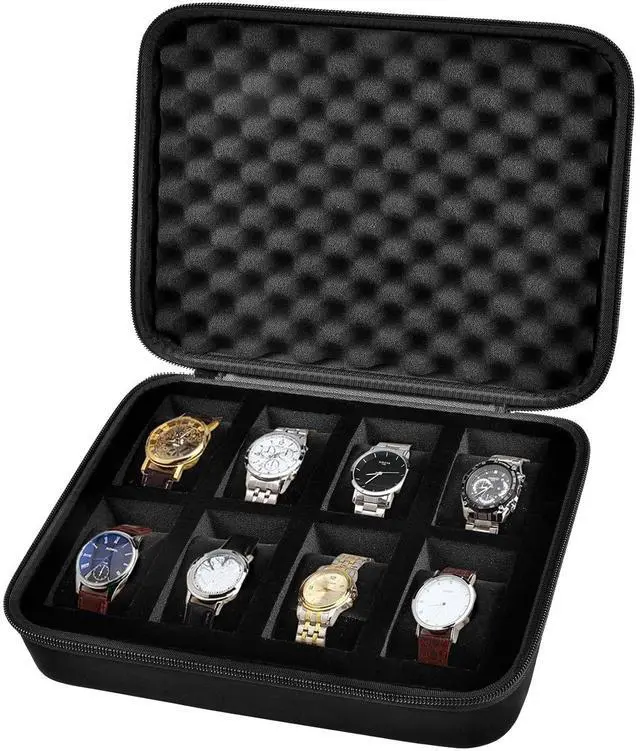 Main image of 8 Slot Travel Watch Case for Men Woman, Hard Shell Watch Organizer