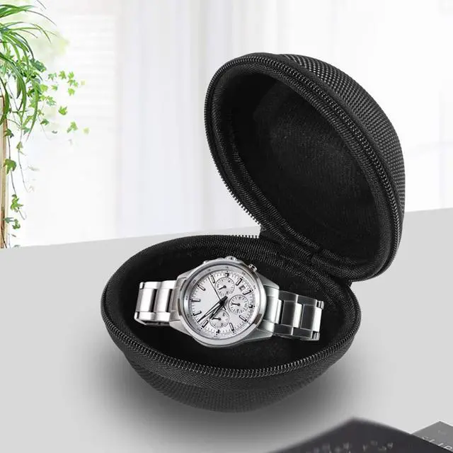 Alt view image 6 of 7 - Pack of 2 Zipper Travel Watch Cases Single Watch Storage Boxes for Wristwatches and Smart Watches up to 50mm (Black)