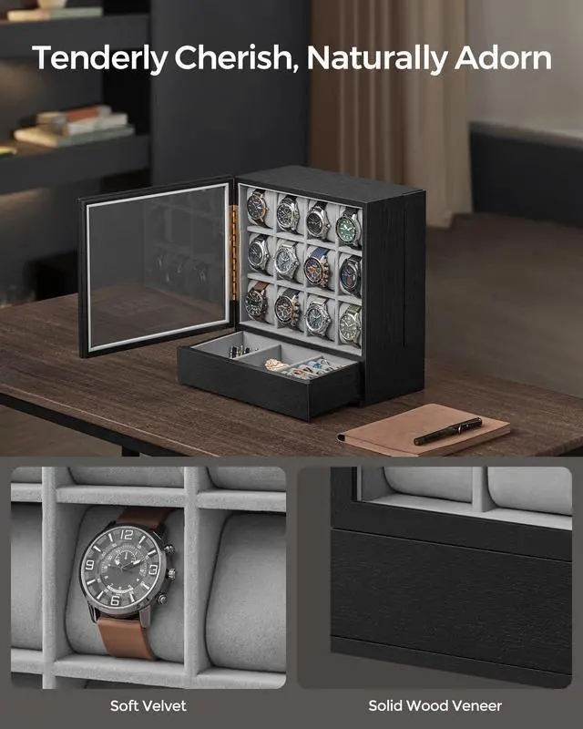 Alt view image 4 of 6 - Watch Box 12-Slot Watch Display Case with Window