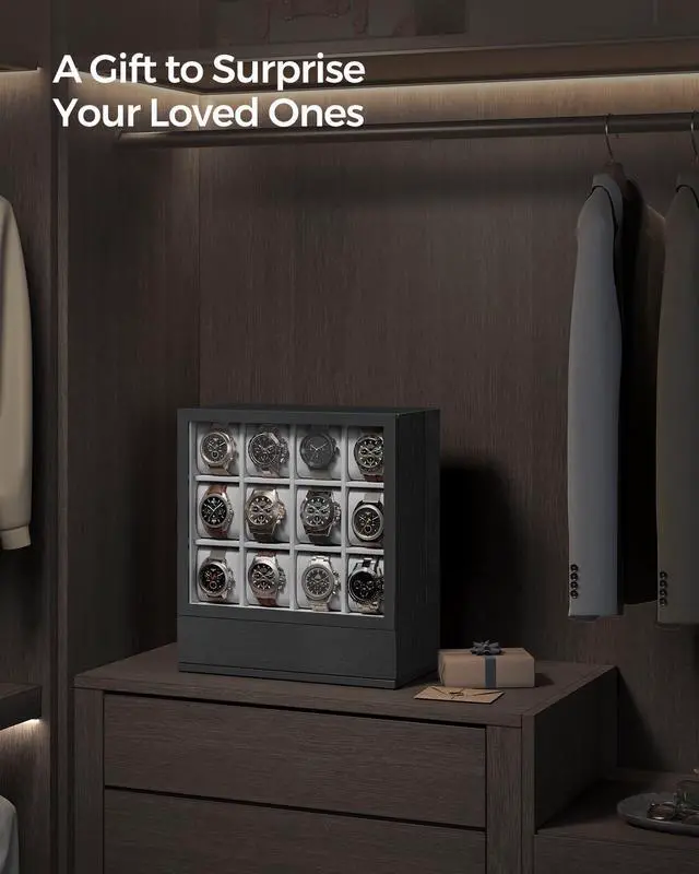 Alt view image 6 of 6 - Watch Box 12-Slot Watch Display Case with Window