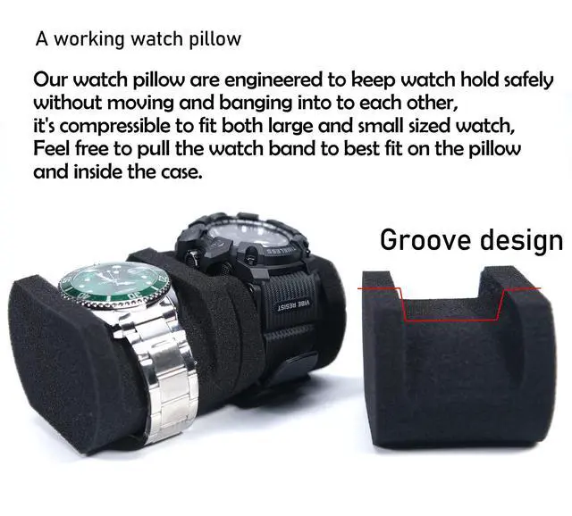 Alt view image 5 of 7 - 3 slots watch case for travel and storage, hard Watch Roll Organizer holder for Men and Women with microfiber lining