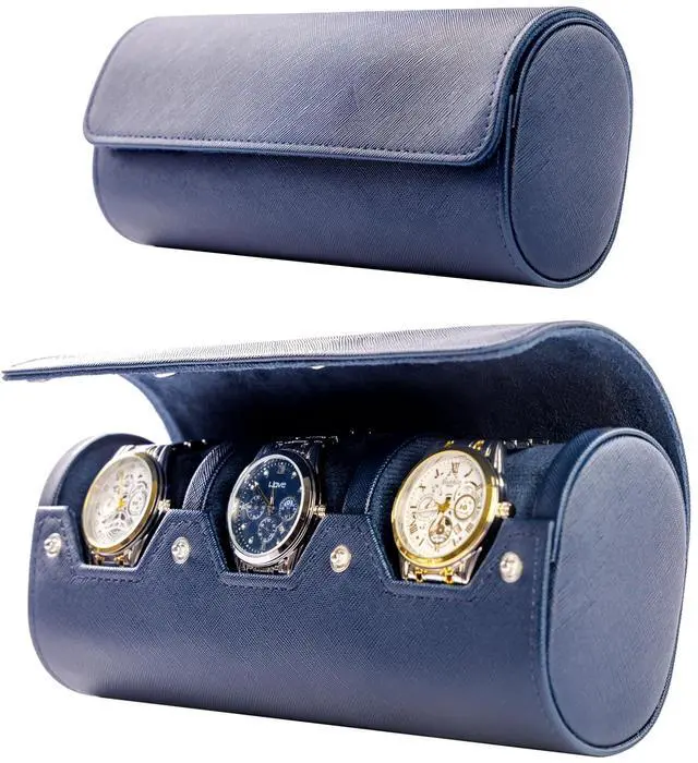 Main image of 3 Watch Travel Case -Classic Leather Watch Case with Perfect Texture. Watch Carrying Case or Organizer for Storage and Display. Ideal Gift for Men Traveling, All Handmade by Artisans