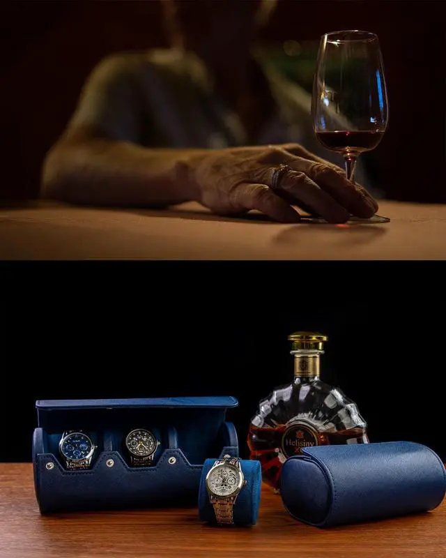 Alt view image 7 of 7 - 3 Watch Travel Case -Classic Leather Watch Case with Perfect Texture. Watch Carrying Case or Organizer for Storage and Display. Ideal Gift for Men Traveling, All Handmade by Artisans