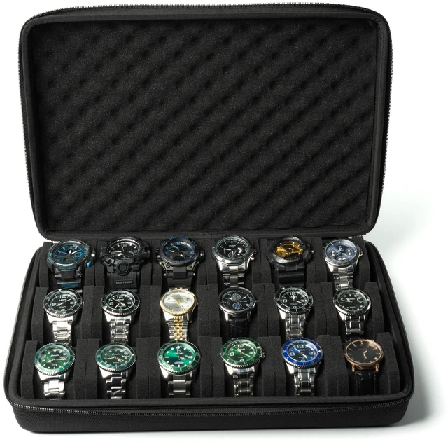 Main image of 18 slots Watch Case, Hard Watch travel Case Storage box Organizer for Men and Women, with anti-move soft watch pillow