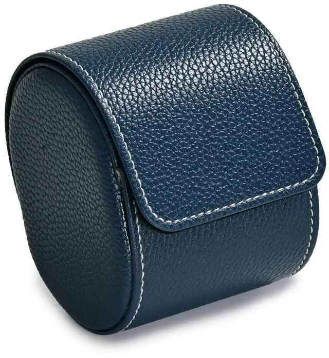 Main image of Luxury Leather Travel Watch Case Single Watch Box for Men and Women Portable Jewelry Watch Storage Roll Organizer(Blue)