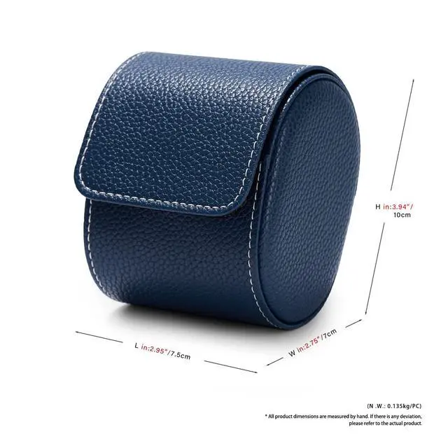 Alt view image 3 of 7 - Luxury Leather Travel Watch Case Single Watch Box for Men and Women Portable Jewelry Watch Storage Roll Organizer(Blue)