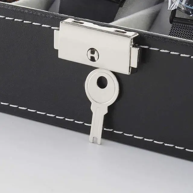 Alt view image 6 of 7 - 6 Slots Watch Box Organizer for Men, Black Watch Holder Display Case