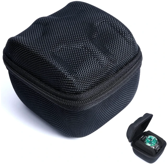 Main image of Single hard Watch travel case, men's watch storage box organizer, watch case holder with flexible foam inserts fit up to 60mm watch