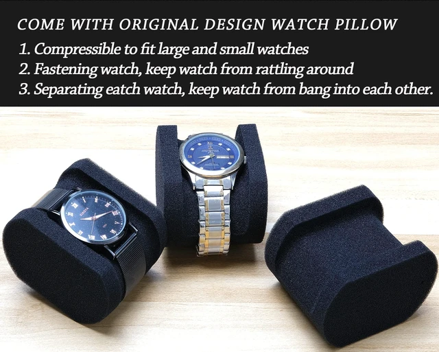 Alt view image 2 of 6 - Single hard Watch travel case, men's watch storage box organizer, watch case holder with flexible foam inserts fit up to 60mm watch