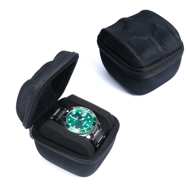 Alt view image 5 of 6 - Single hard Watch travel case, men's watch storage box organizer, watch case holder with flexible foam inserts fit up to 60mm watch