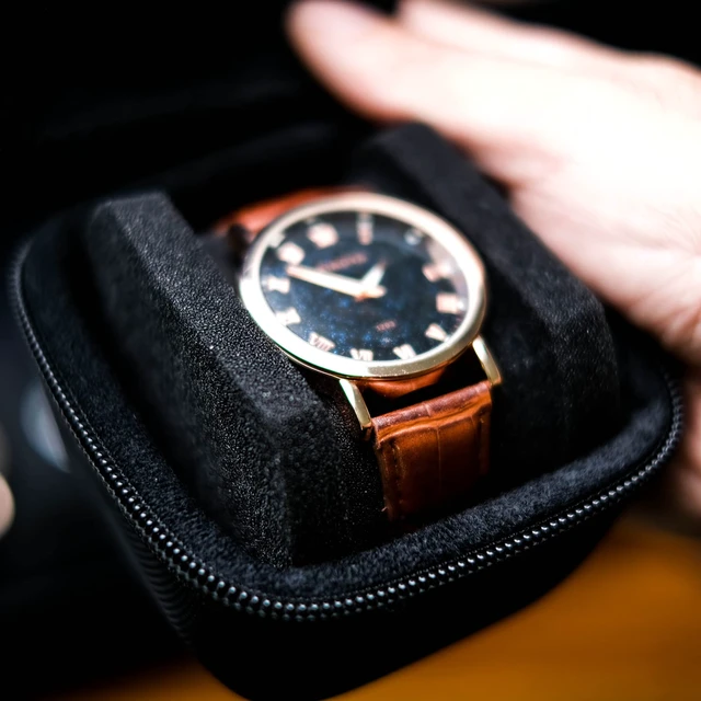 Alt view image 6 of 6 - Single hard Watch travel case, men's watch storage box organizer, watch case holder with flexible foam inserts fit up to 60mm watch