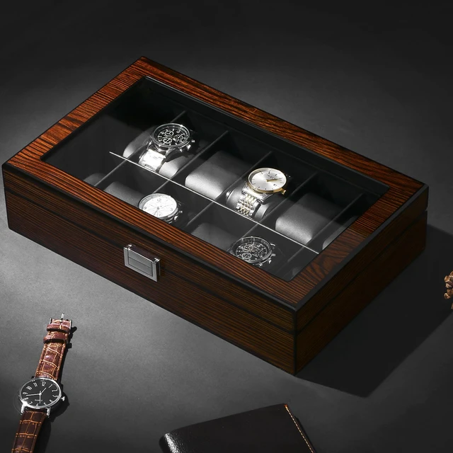 Alt view image 3 of 7 - Watch Case, 12-Slot Watch Box Organizer with Large Glass Lid