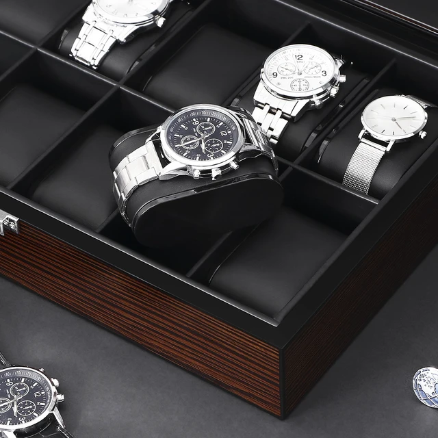 Alt view image 6 of 7 - Watch Case, 12-Slot Watch Box Organizer with Large Glass Lid