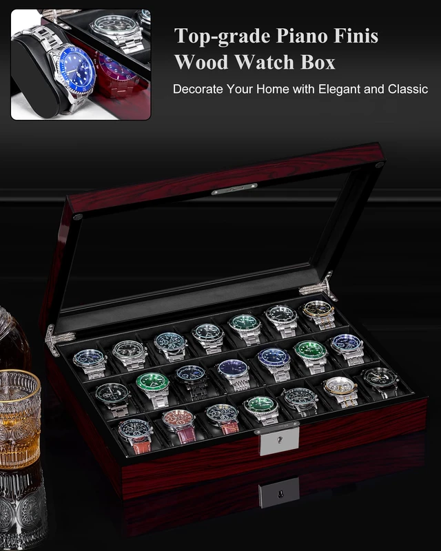 Alt view image 4 of 7 - 21 Slot Watch Cases for Men, Watch Box Organizer with Large Glass