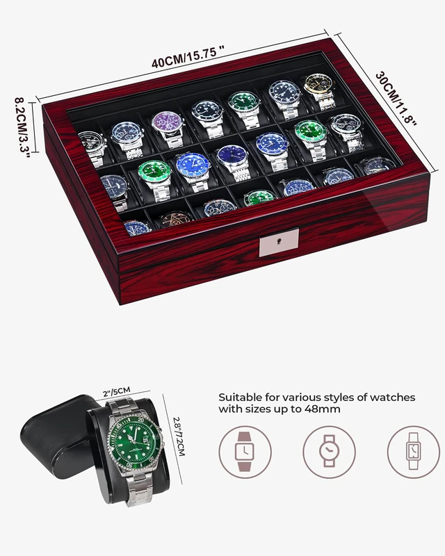 Alt view image 5 of 7 - 21 Slot Watch Cases for Men, Watch Box Organizer with Large Glass