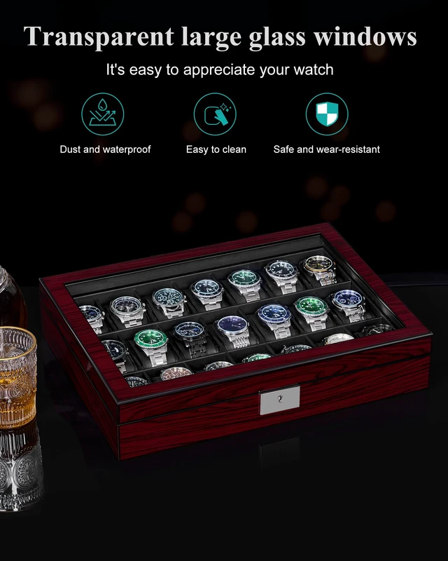Alt view image 6 of 7 - 21 Slot Watch Cases for Men, Watch Box Organizer with Large Glass