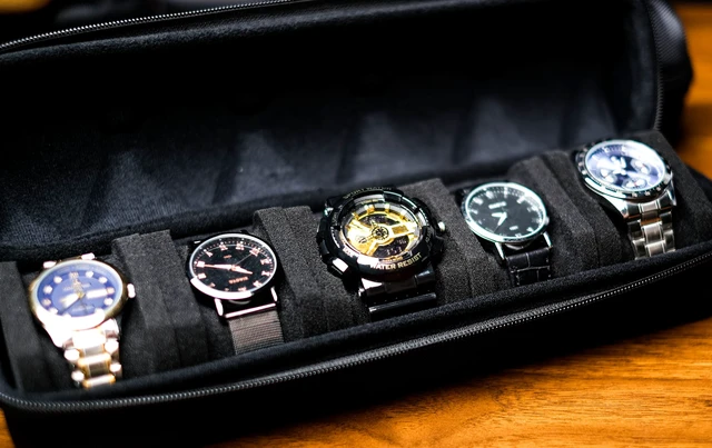 Alt view image 4 of 7 - 5 slots Watch travel case, hard watch storage organizer box with soft foam insert, watch holder, fit up to 55mm face watch