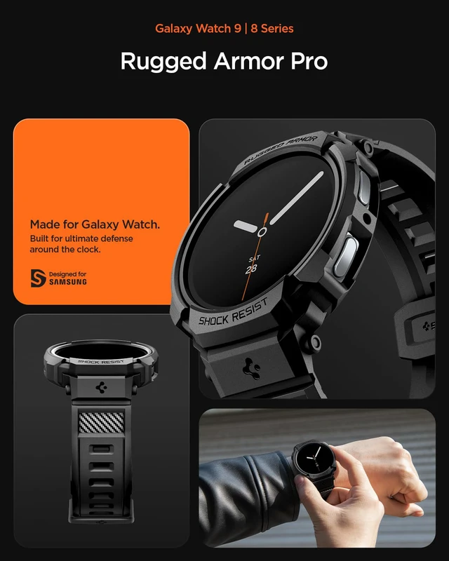 Alt view image 3 of 7 - Rugged Armor Pro Case with Strap for Samsung Galaxy Watch 9/8 44mm