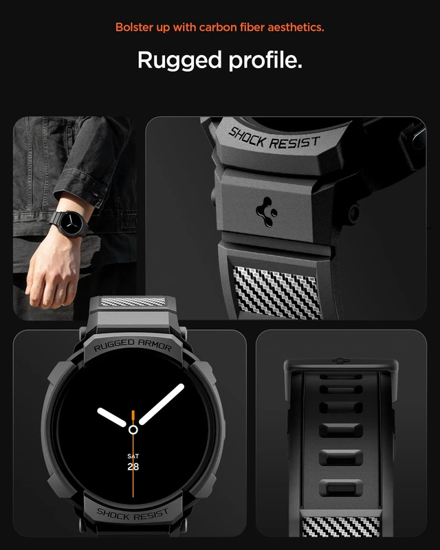 Alt view image 4 of 7 - Rugged Armor Pro Case with Strap for Samsung Galaxy Watch 9/8 44mm