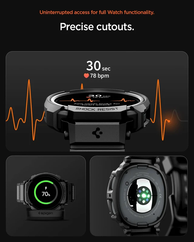 Alt view image 6 of 7 - Rugged Armor Pro Case with Strap for Samsung Galaxy Watch 9/8 44mm