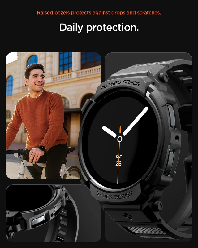 Alt view image 7 of 7 - Rugged Armor Pro Case with Strap for Samsung Galaxy Watch 9/8 44mm