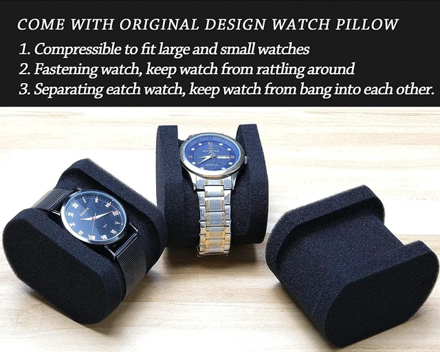 Alt view image 2 of 7 - 4 slots Watch travel case, hard watch box storage organize holder, with soft foam insert fit watches up to 55mm face,green microfiber lining