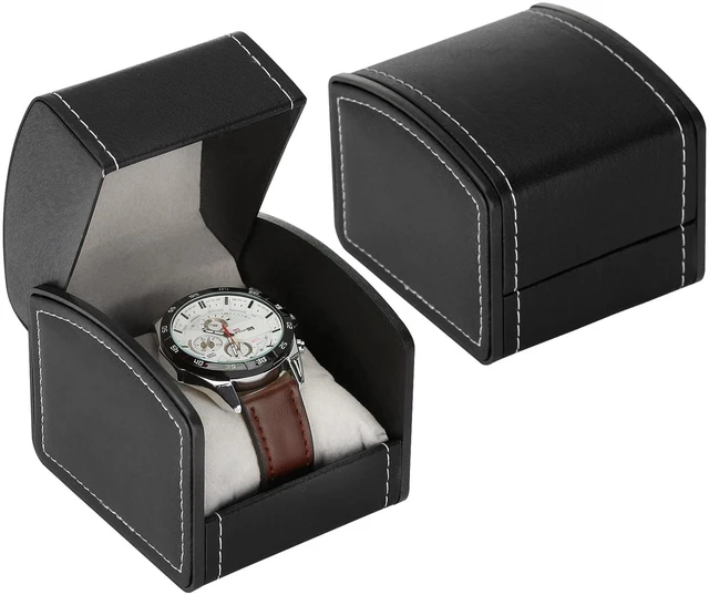 Main image of Luxury Single Watch Gift Box with Removable Pillow, PU Leather Single Watch Case Wristwatch Jewelry Storage Display Holder Cases for Men and Women (Black)
