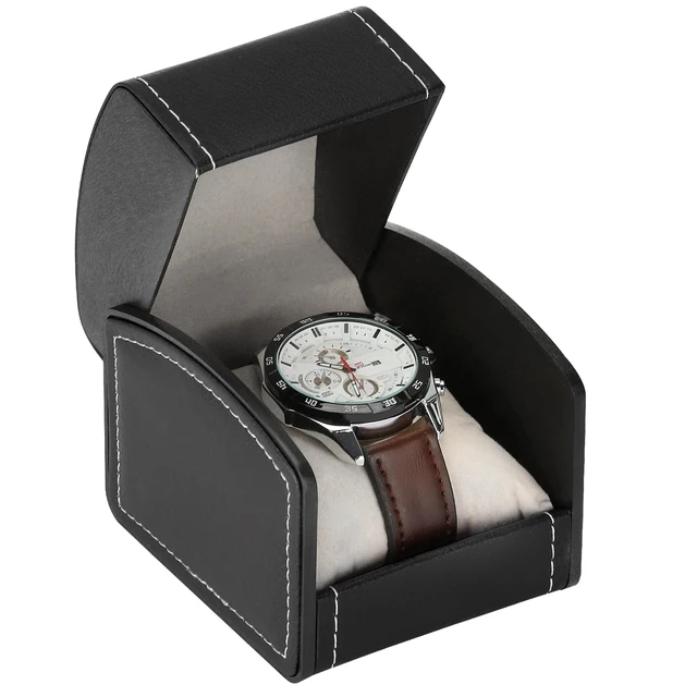 Alt view image 2 of 7 - Luxury Single Watch Gift Box with Removable Pillow, PU Leather Single Watch Case Wristwatch Jewelry Storage Display Holder Cases for Men and Women (Black)