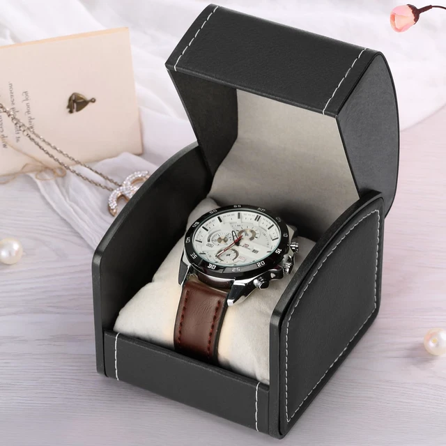 Alt view image 6 of 7 - Luxury Single Watch Gift Box with Removable Pillow, PU Leather Single Watch Case Wristwatch Jewelry Storage Display Holder Cases for Men and Women (Black)