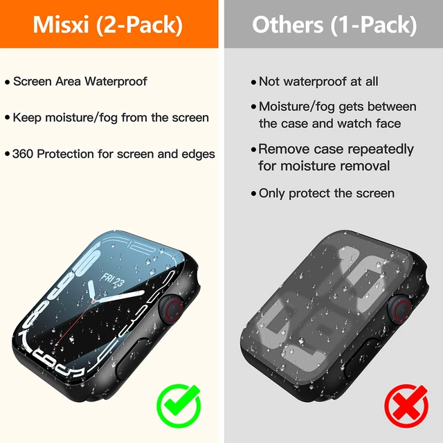 Alt view image 2 of 7 - 2-Pack Waterproof Case for 45mm Apple Watch Series 9/8/7
