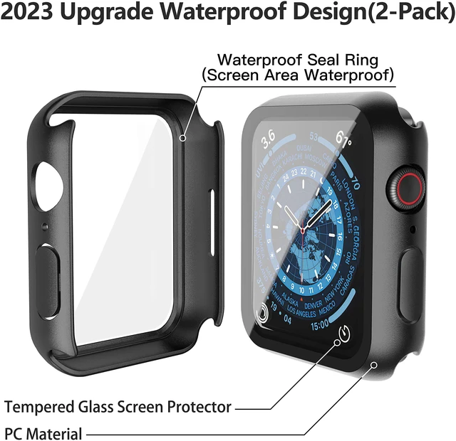 Alt view image 4 of 7 - 2-Pack Waterproof Case for 45mm Apple Watch Series 9/8/7