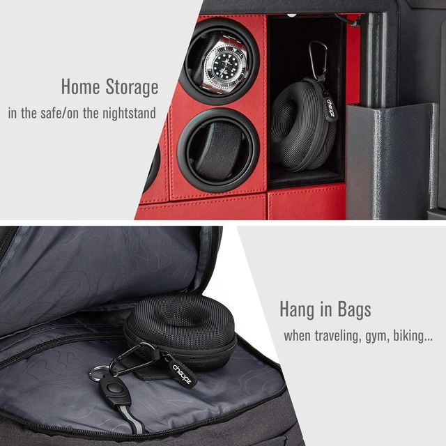 Alt view image 7 of 7 - Travel Watch Case Single Storage Box for Wristwatches & Smart Watches up to 50mm, Black